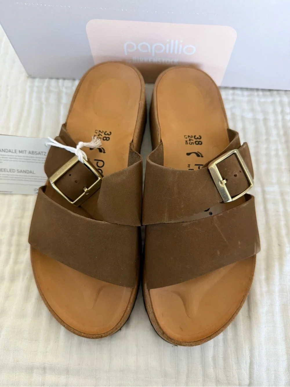 NWT Birkenstock Papillio Almina Nubuck Leather Sandals Size 38 Medium/Narrow